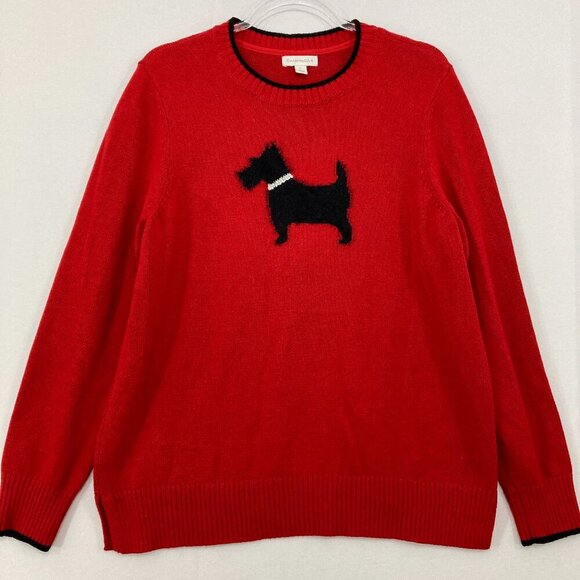 Charter Club Sweaters - Charter Club size XL Red Black Crew Neck Dog Print Long Sleeve Casual Sweater